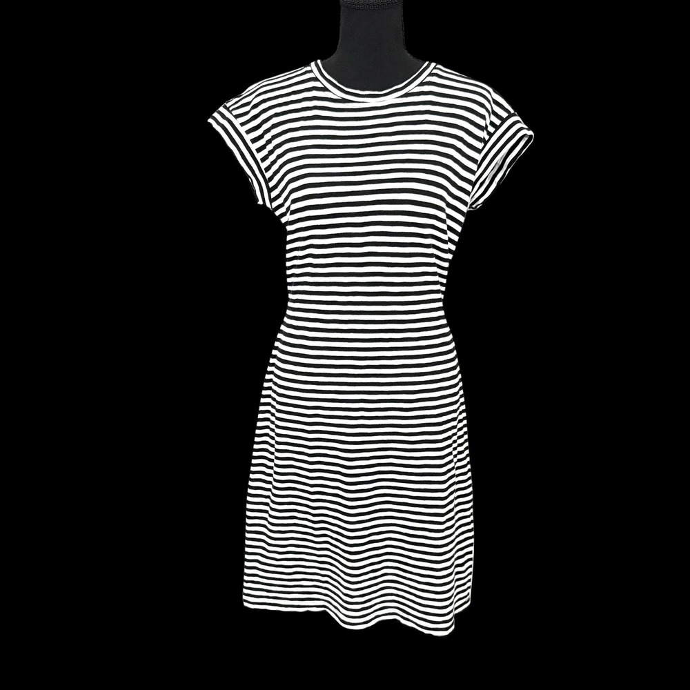 J.Crew Factory Cotton T-Shirt Dress XL Black White Sustainable Nautical French - Picture 1 of 8